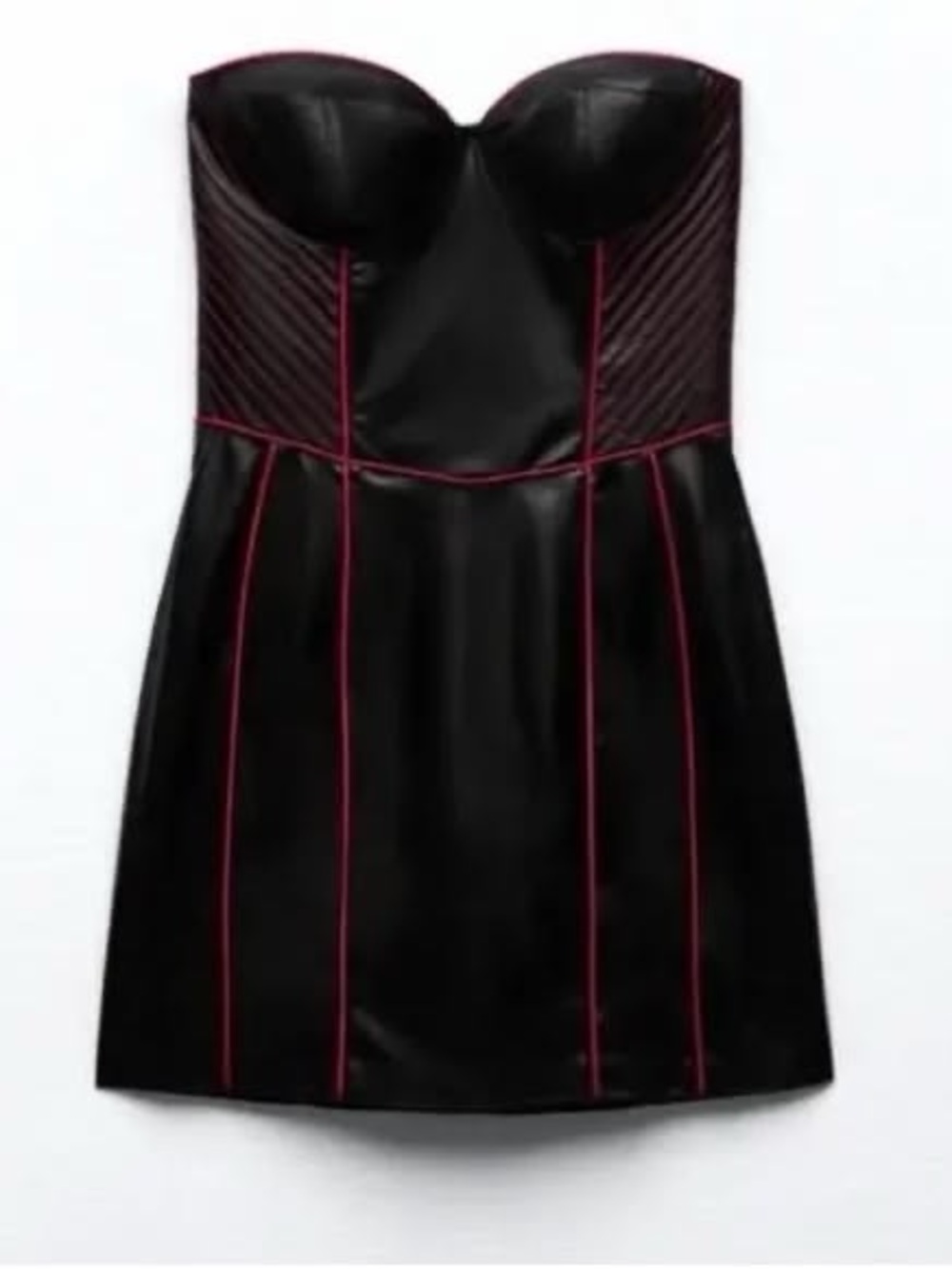 Zara NWT Faux Leather Strapless Corset Mini Dress - Size S